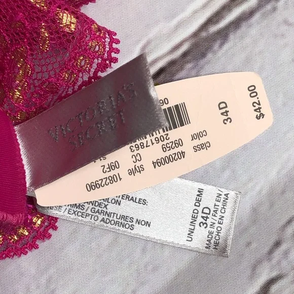Victoria’s Secret pink unlined Demi bra size 34D - Picture 3 of 4